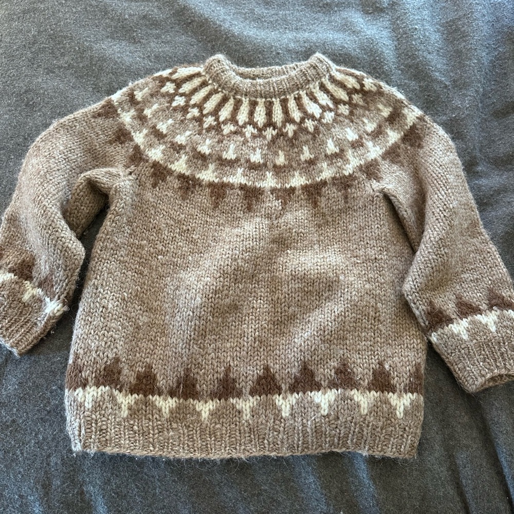 Cozy Brown & Cream Fair Isle Crewneck Sweater